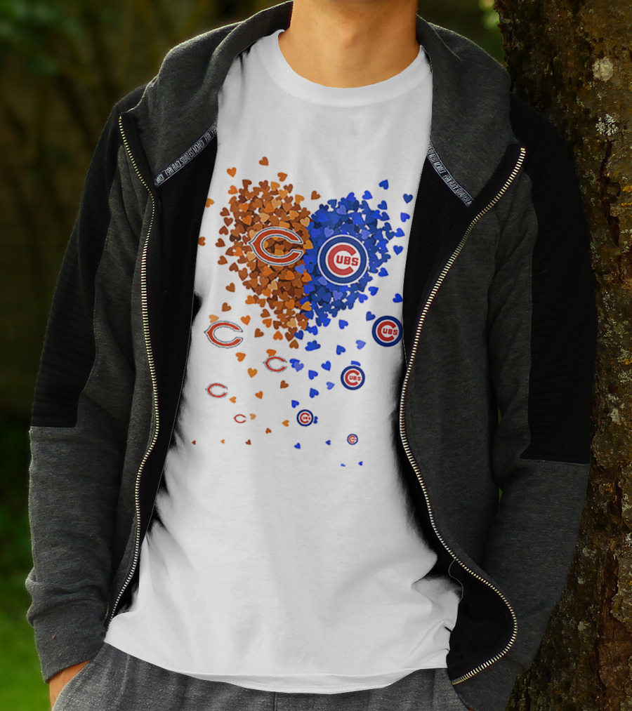 Chicago Bears Cubs Heart Logo Fusion T-Shirt