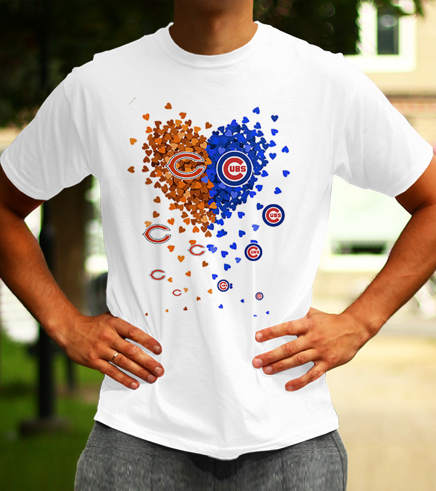 Chicago Bears Cubs Heart Logo Fusion T-Shirt