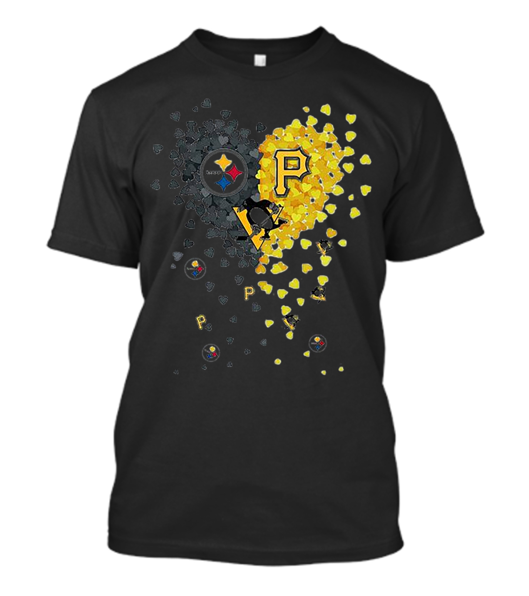 Pittsburgh Steelers Penguins Pirates Heart T-Shirt