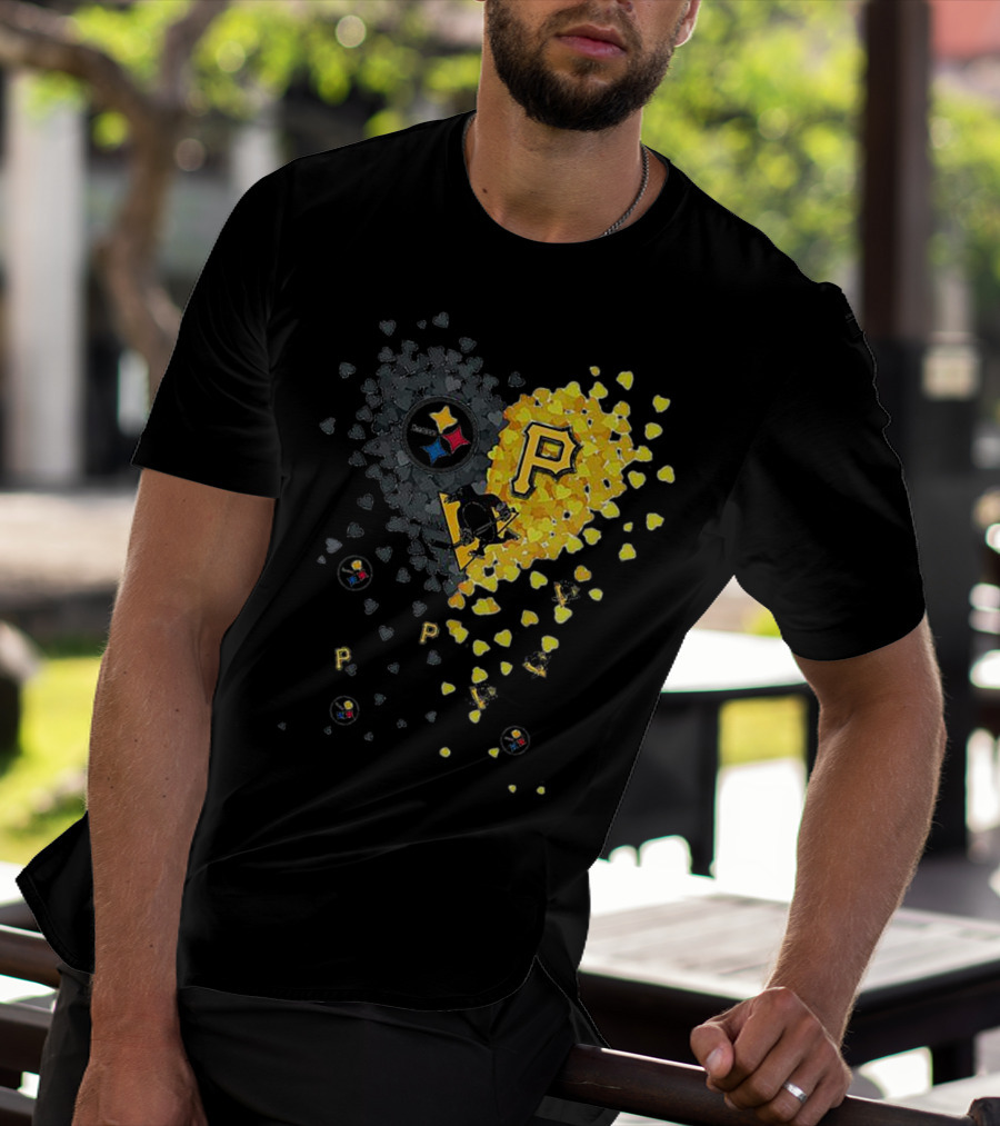 Pittsburgh Steelers Penguins Pirates Heart T-Shirt