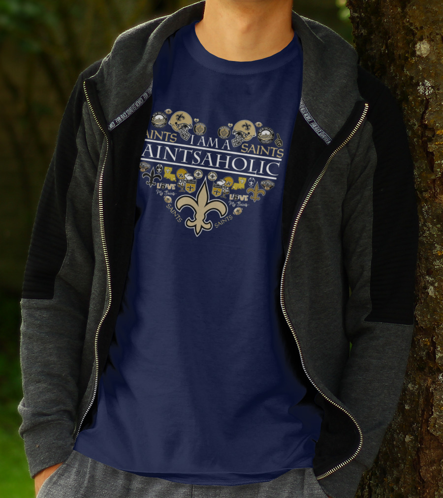 I Am A Saints Aholic Love My Saints Football Helmets Icons Fans T-Shirt