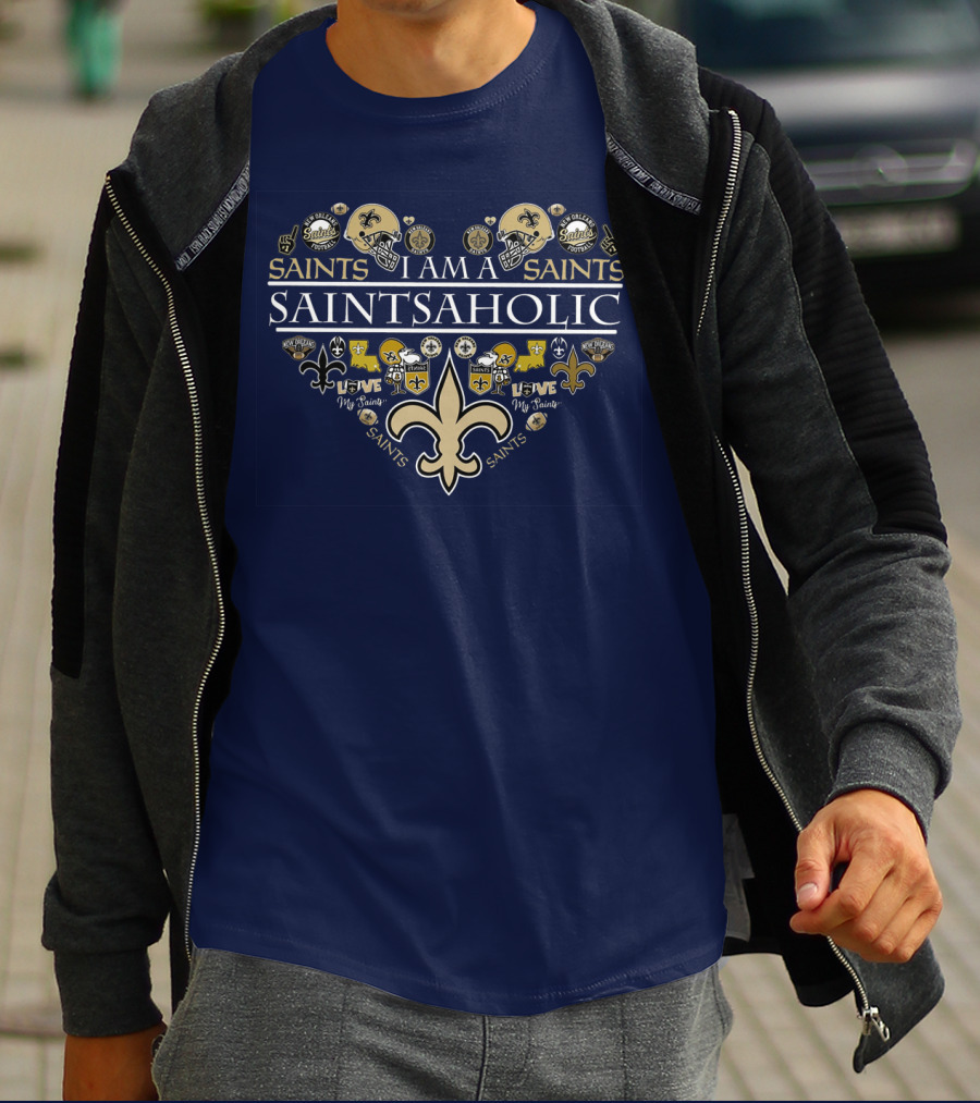 I Am A Saints Aholic Love My Saints Football Helmets Icons Fans T-Shirt