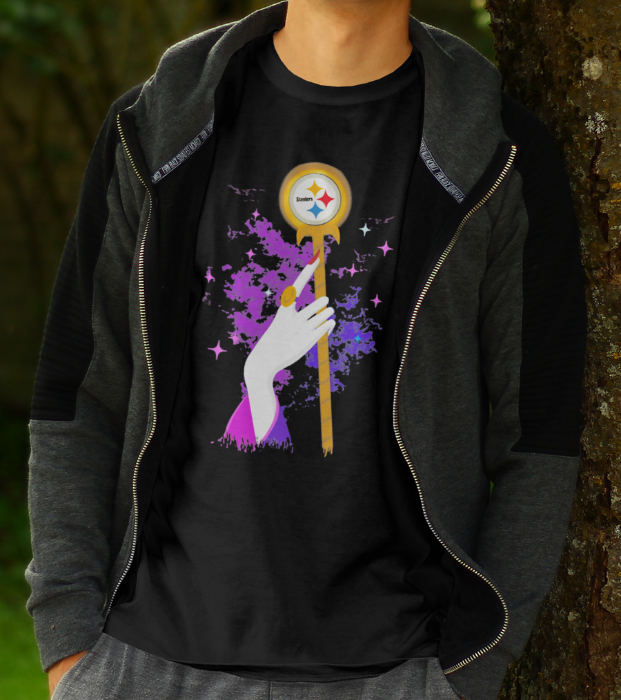 Pittsburgh Steelers Magic Wand With Logo Witches Theme T-Shirt