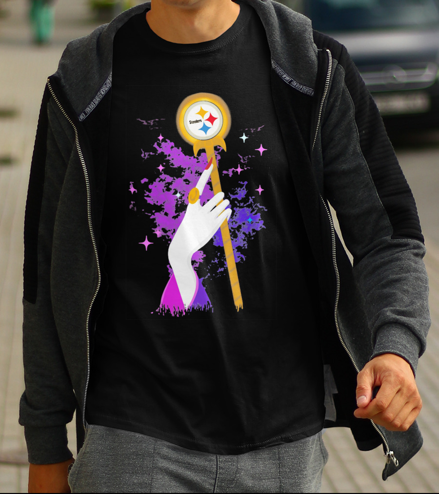 Pittsburgh Steelers Magic Wand With Logo Witches Theme T-Shirt