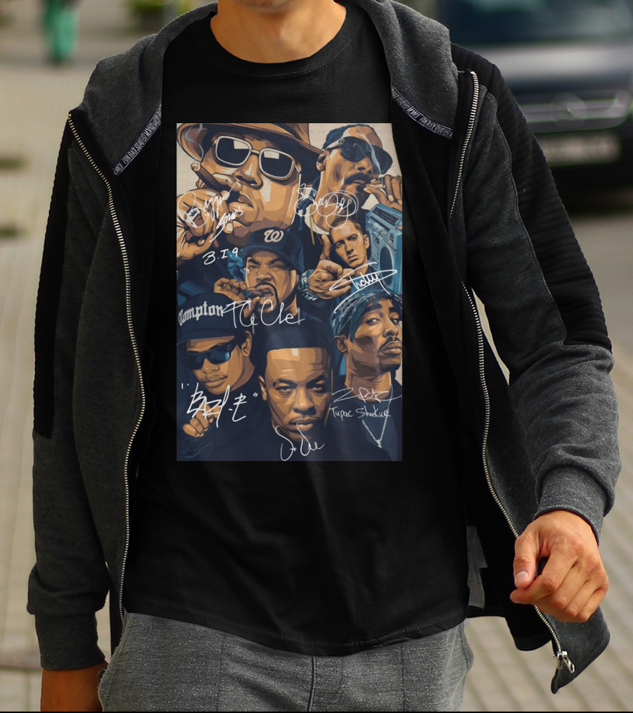 Rappers Tupac Shakur Snoop Dogg Notorious B.i.g. Ice Cube Eazy-E Dr. Dre Eminem Friends T-Shirt