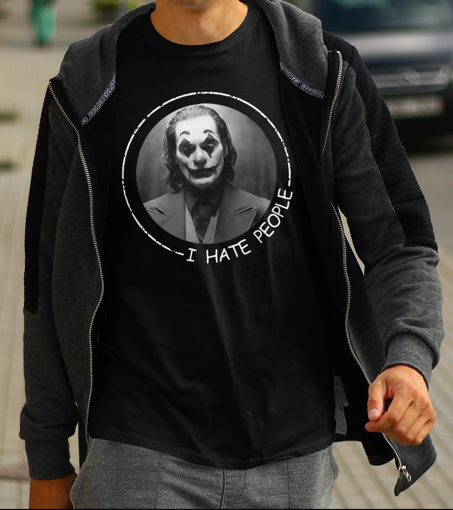 Joker I Hate People Clown Face Circle T-Shirt