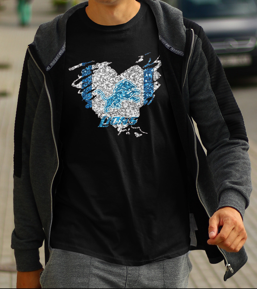 Detroit Lions Heart Diamond T-Shirt
