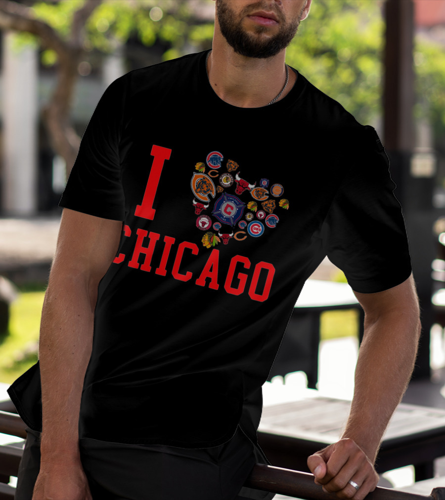 I Chicago Bulls Cubs Bears Blackhawks Fire Sports T-Shirt