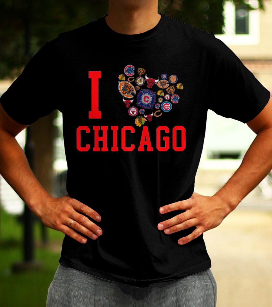 I Chicago Bulls Cubs Bears Blackhawks Fire Sports T-Shirt