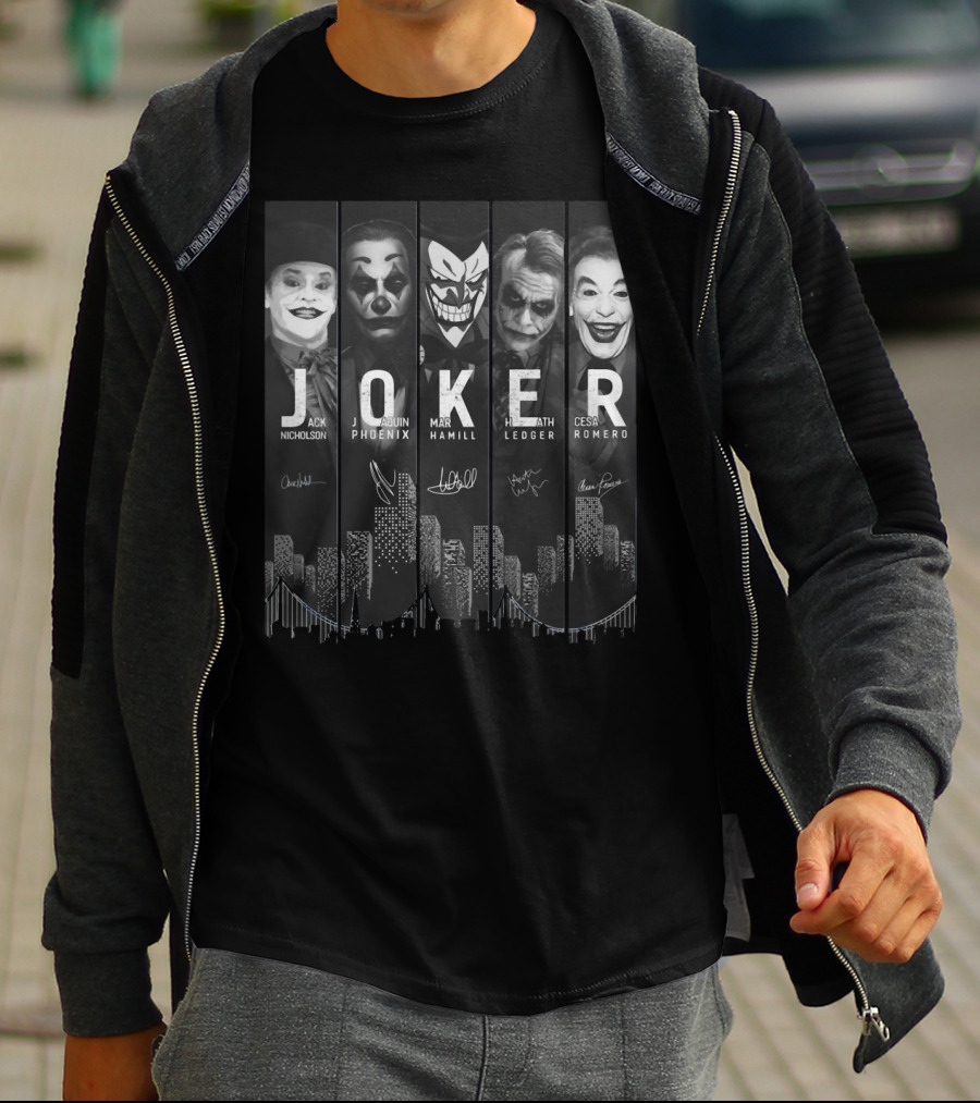Joker City Jack Nicholson Joaquin Phoenix Mark Hamill Heath Ledger Cesar Romero T-Shirt