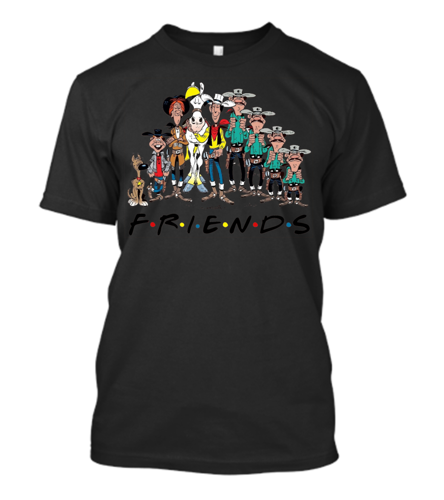 Lucky Luke Friends Cowboys Text Western T-Shirt