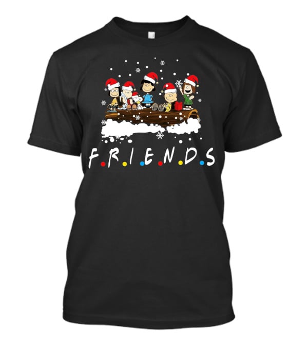Peanuts Santa Friends Holiday Log Snowflakes T-Shirt
