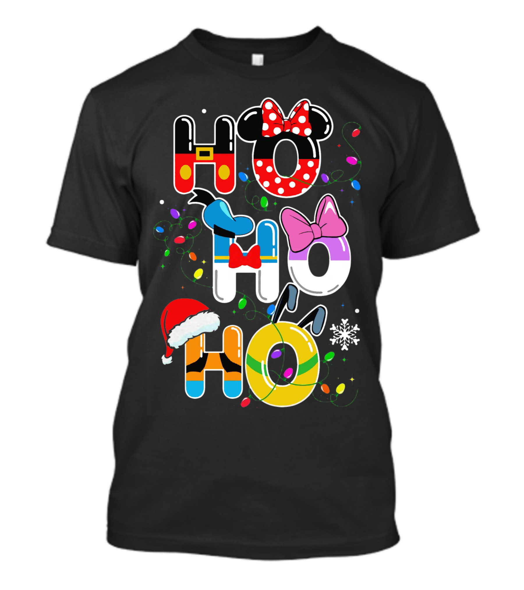 Ho Ho Ho Disney Mickey Minnie Donald Daisy Goofy Pluto Christmas T-Shirt
