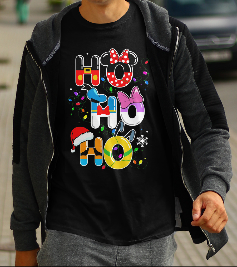 Ho Ho Ho Disney Mickey Minnie Donald Daisy Goofy Pluto Christmas T-Shirt