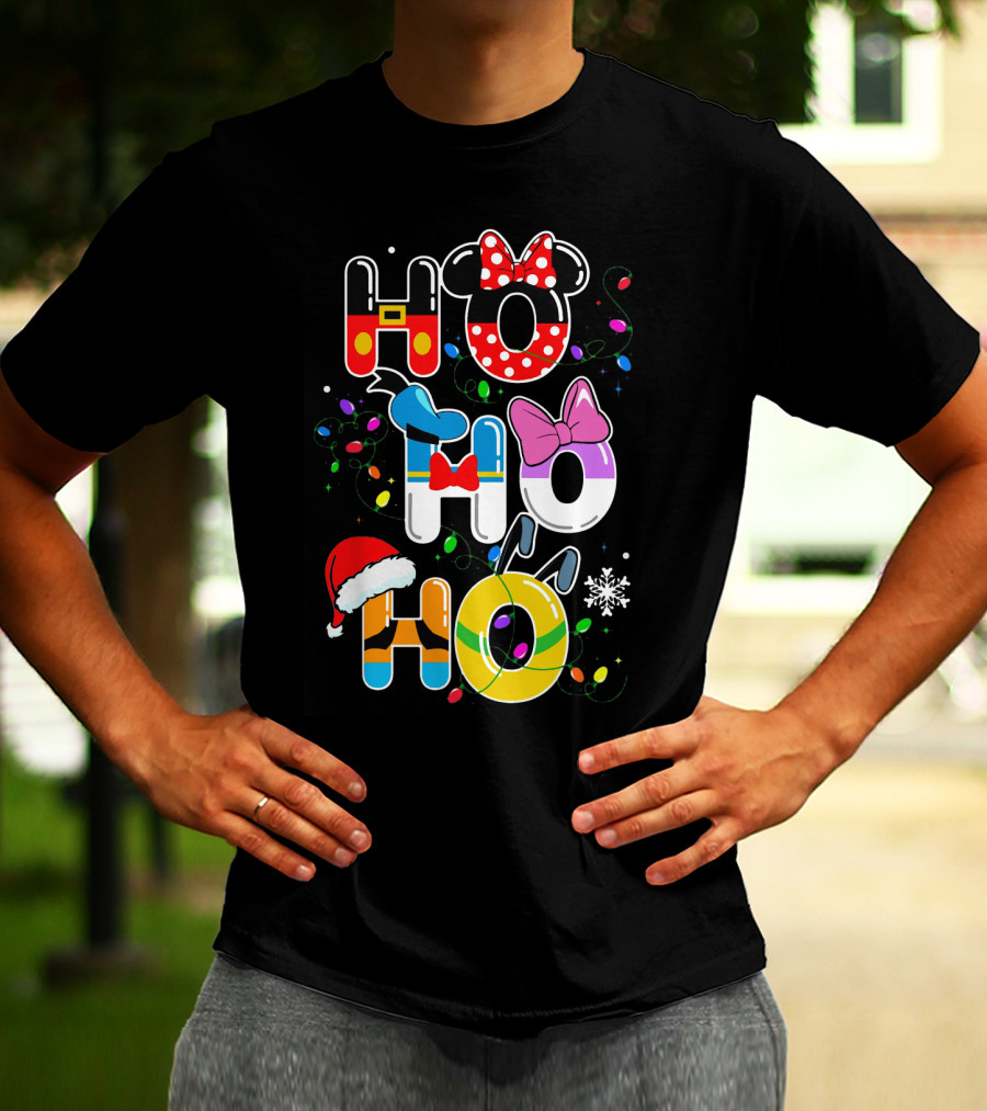 Ho Ho Ho Disney Mickey Minnie Donald Daisy Goofy Pluto Christmas T-Shirt