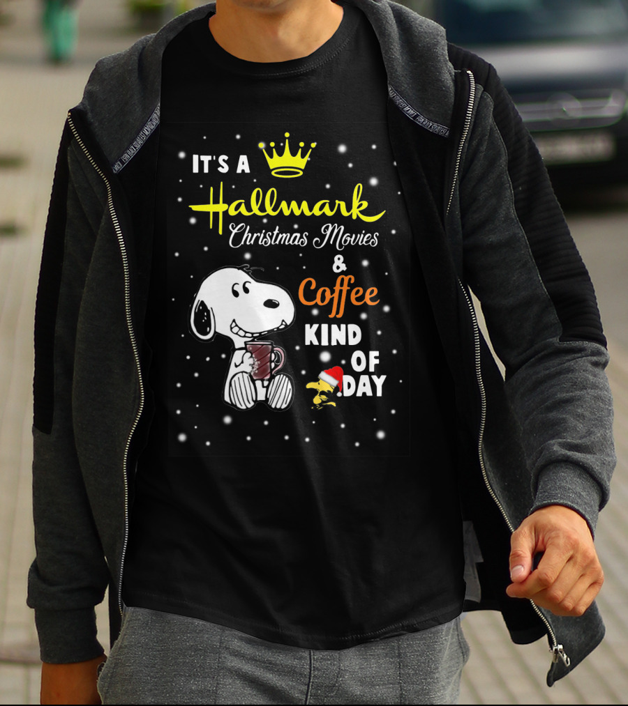 Snoopy Hallmark Christmas Movies And Coffee Kind Of Day Snowflakes T-Shirt