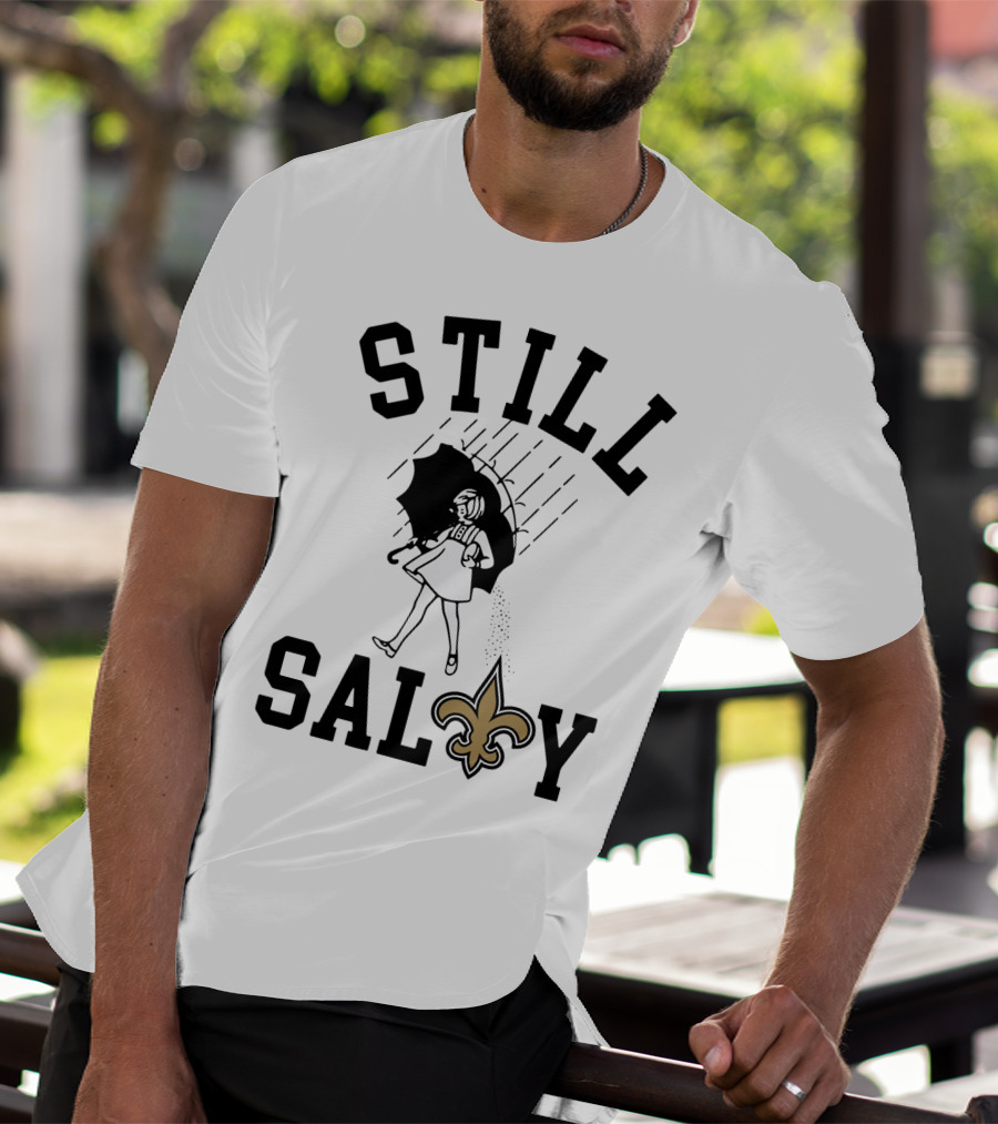 Still Salty Saints Fleur-de-Lis Rain Girl T-Shirt