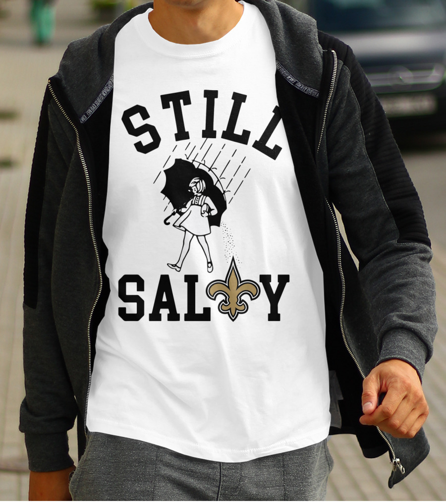 Still Salty Saints Fleur-de-Lis Rain Girl T-Shirt
