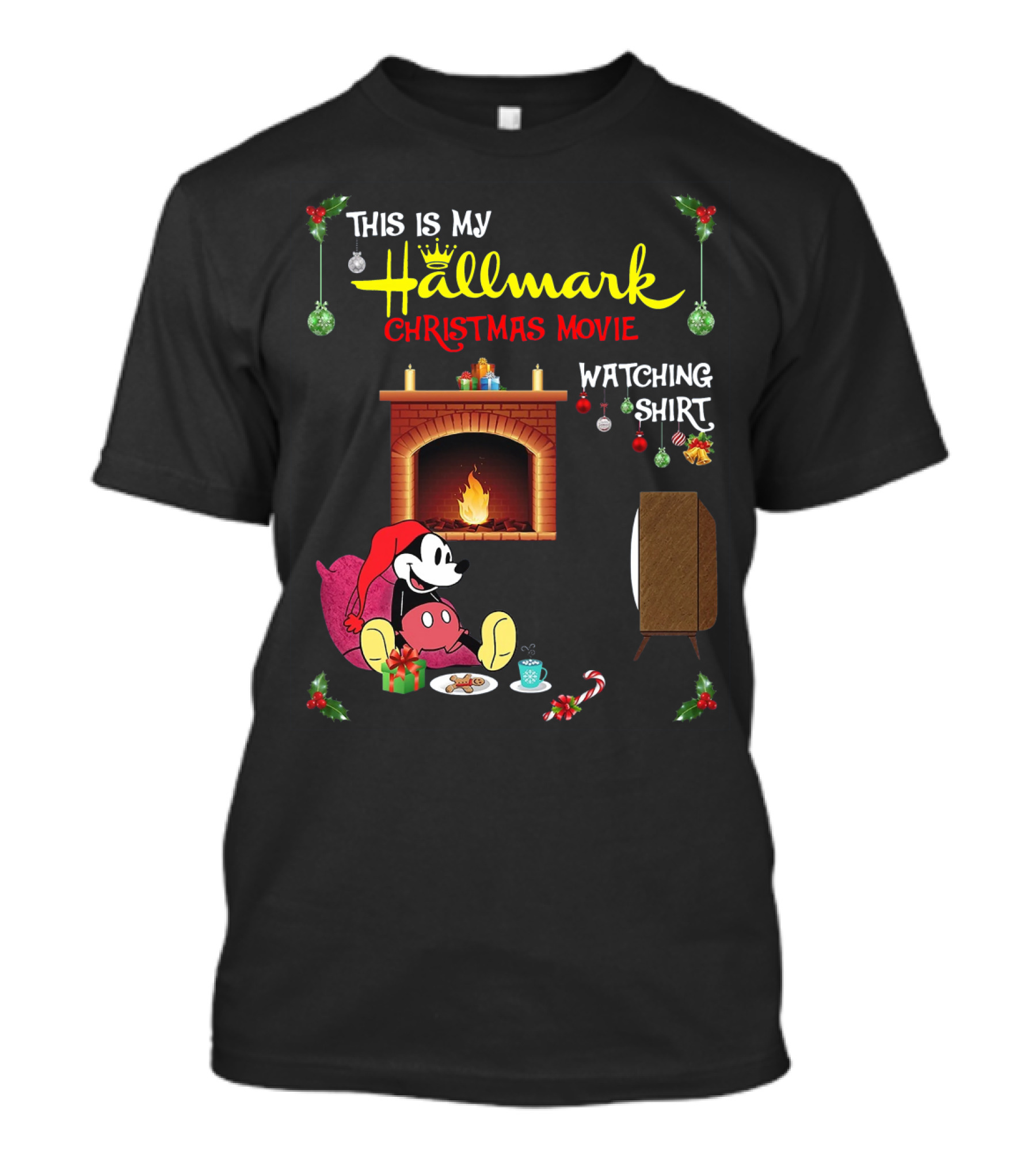 This Is My Hallmark Christmas Movie Watching Shirt Mickey Mouse Cozy Holiday Scene T-Shirt