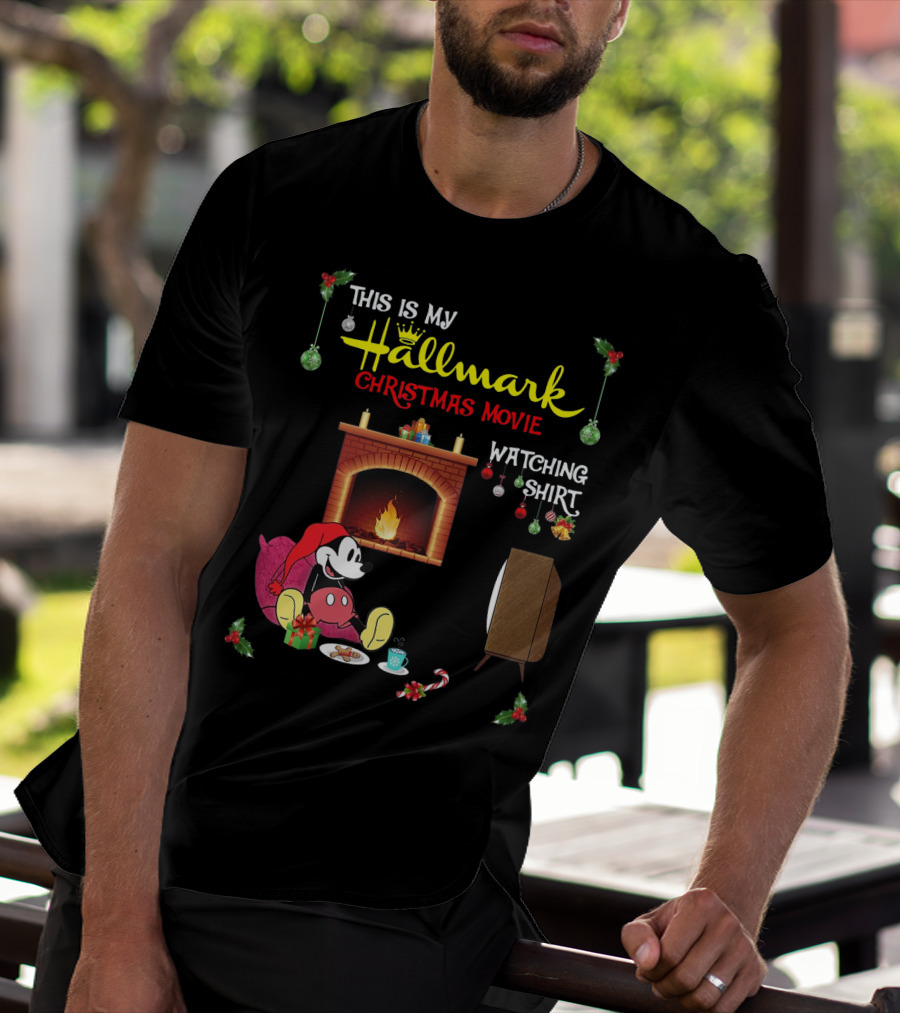 This Is My Hallmark Christmas Movie Watching Shirt Mickey Mouse Cozy Holiday Scene T-Shirt