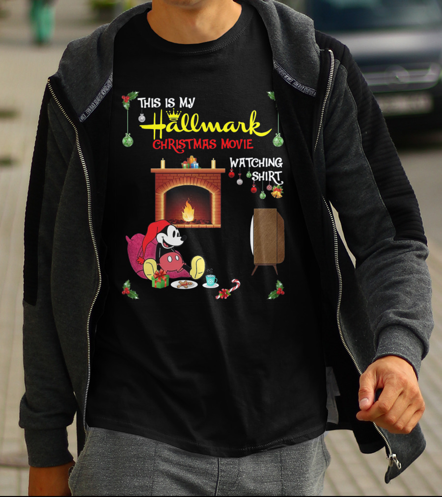 This Is My Hallmark Christmas Movie Watching Shirt Mickey Mouse Cozy Holiday Scene T-Shirt