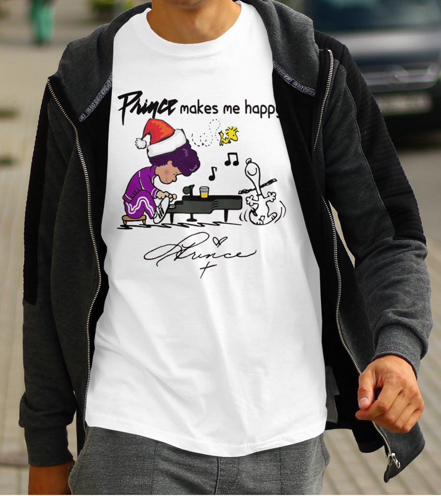 Prince Makes Me Happy Schroeder Snoopy Peanuts Christmas T-Shirt