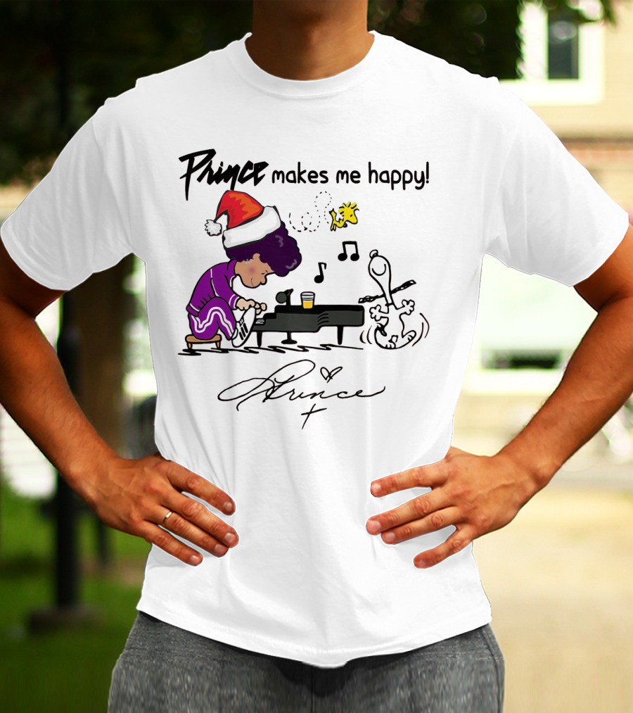 Prince Makes Me Happy Schroeder Snoopy Peanuts Christmas T-Shirt