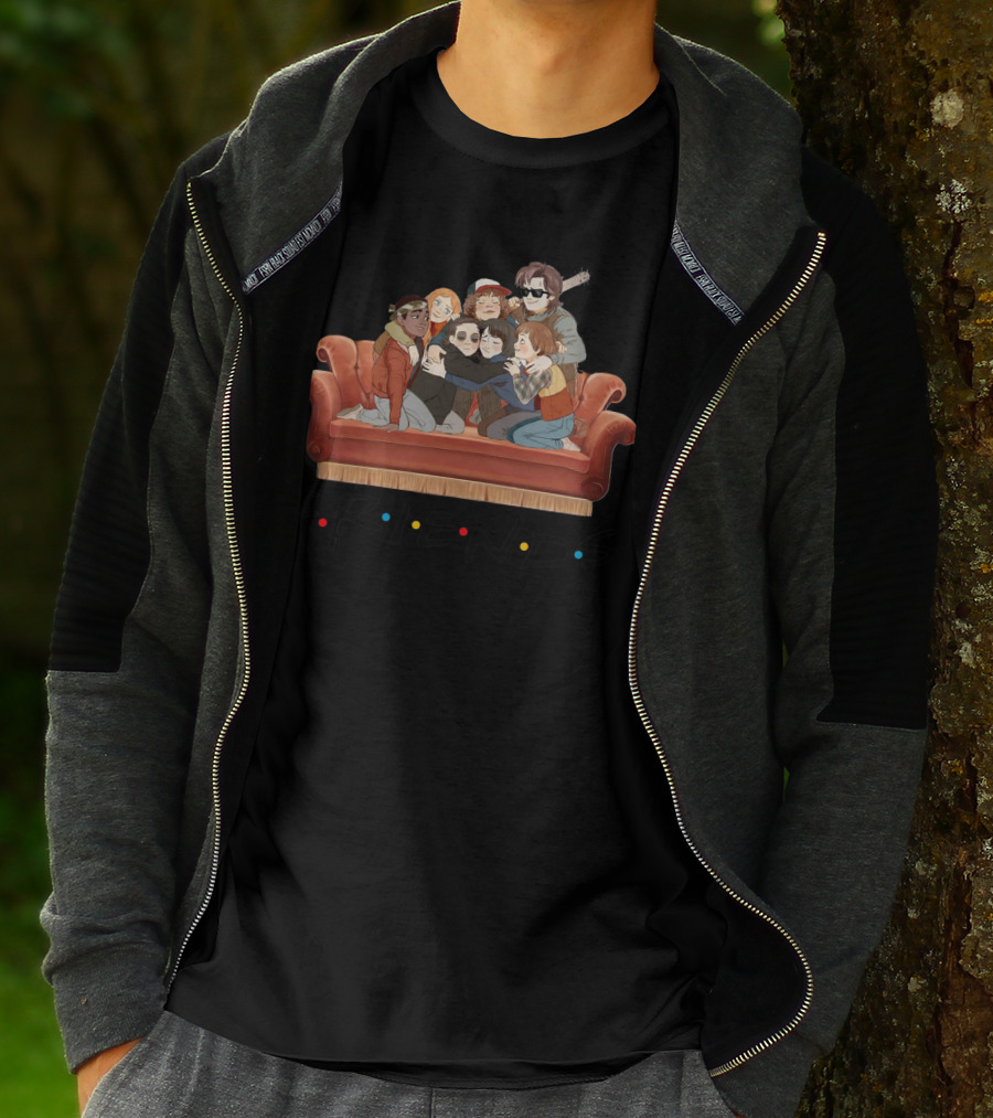 Stranger Things Characters Couch Hug Friends T-Shirt