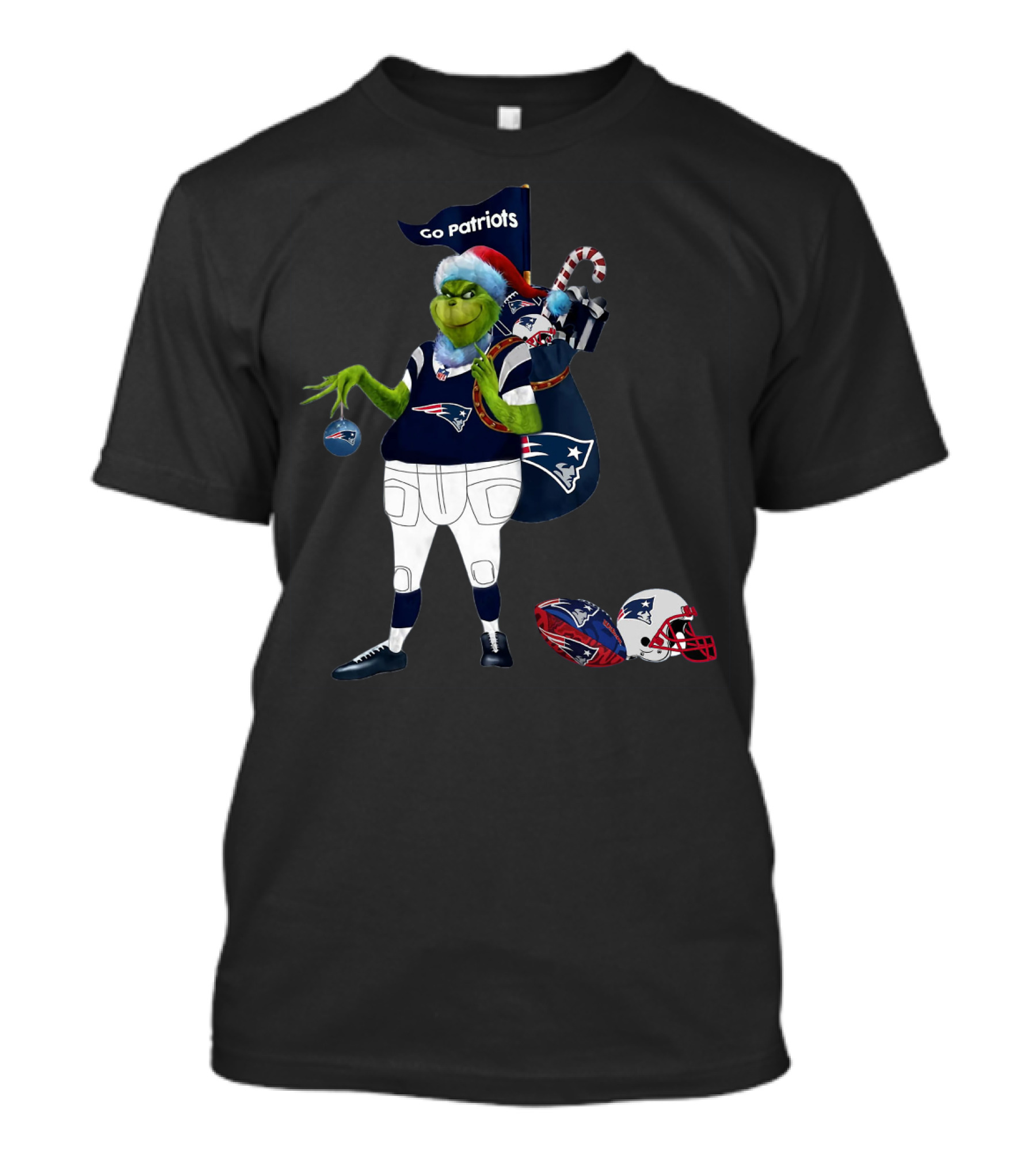 Santa Grinch New England Patriots Go Patriots Holiday Spirit Football Fans T-Shirt