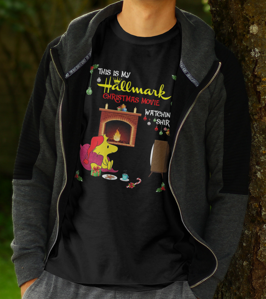 This Is My Hallmark Christmas Movie Watching Shirt Woodstock Fireside Holiday Snuggle Scene T-Shirt