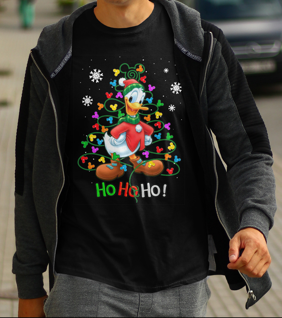 Donald Duck Ho Ho Ho Christmas Lights Snowflakes T-Shirt