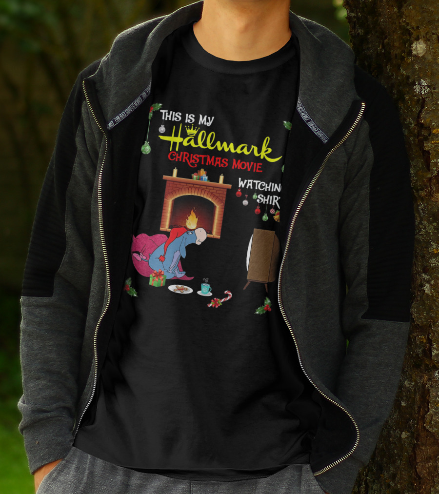 This Is My Hallmark Christmas Movie Watching Shirt Eeyore Fireplace Scene T-Shirt