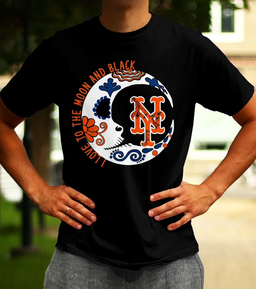 New York Mets I Love To The Moon And Black T-Shirt