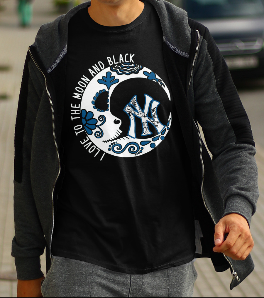 New York Yankees I Love To The Moon And Black T-Shirt