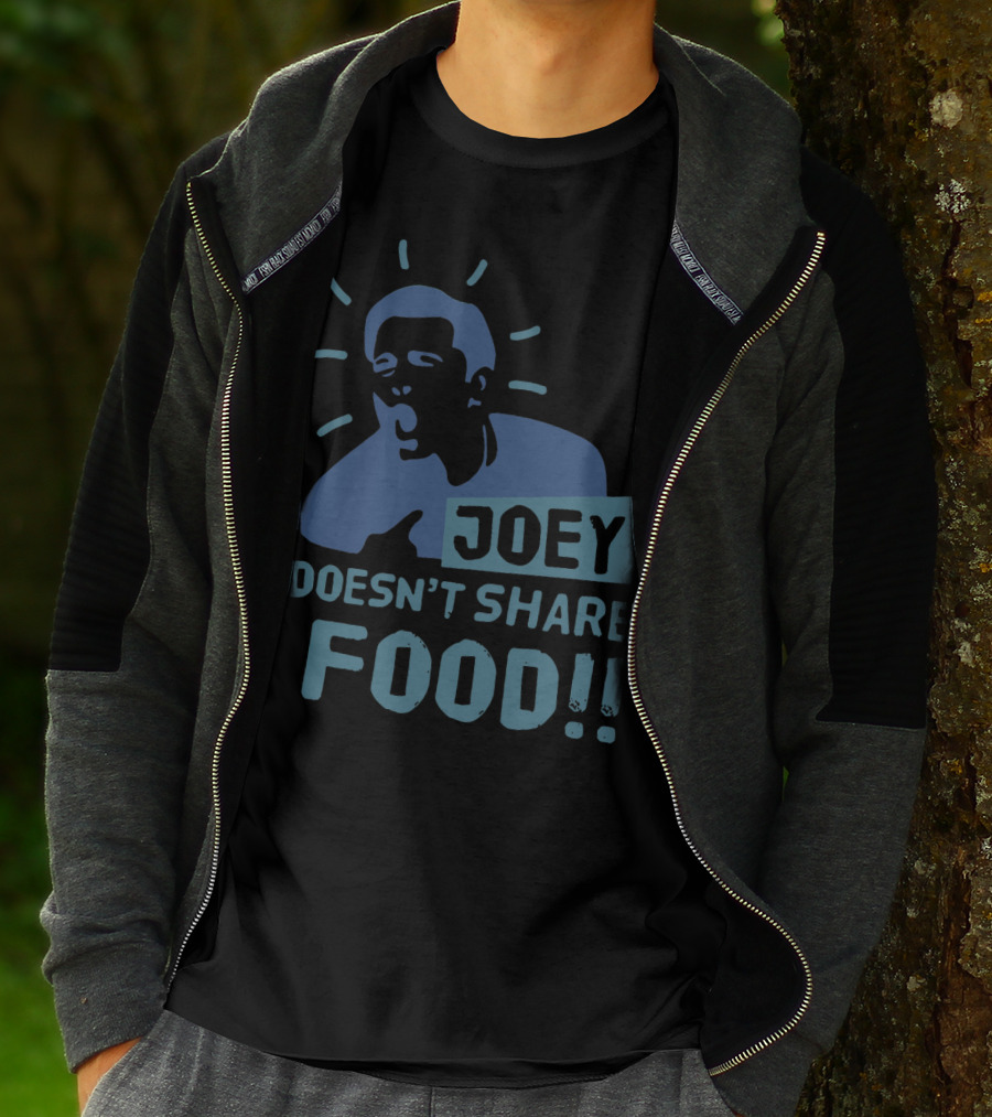 Joey Doesn't Share Food Iconic Shouting Silhouette With Exclamation Marks T-Shirt