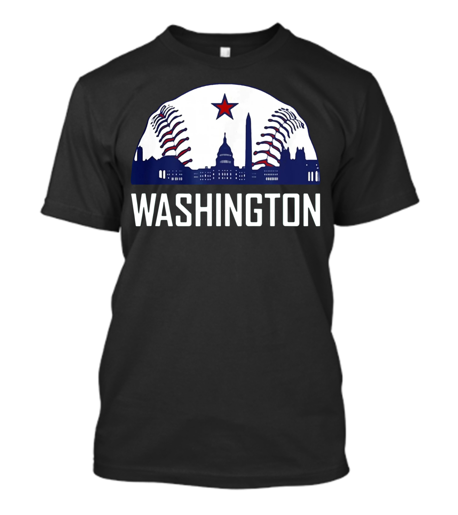 Washington DC Baseball Hometown Skyline National Capitol Star T-Shirt