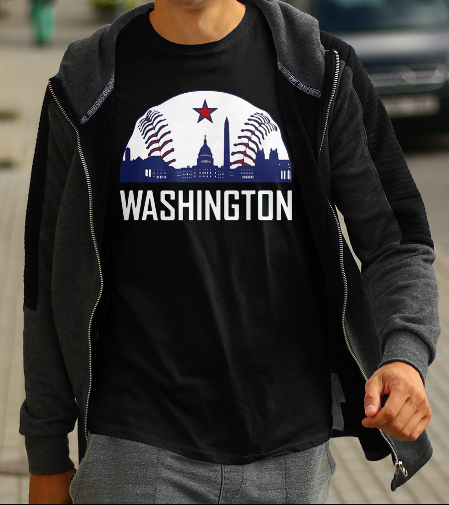 Washington DC Baseball Hometown Skyline National Capitol Star T-Shirt