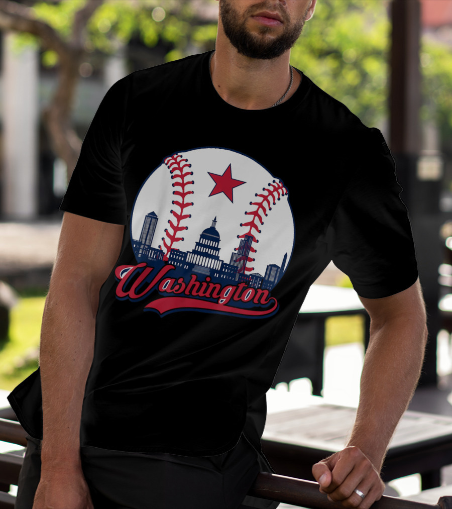 Washington Nationals Baseball Cityscape Capitol Star T-Shirt