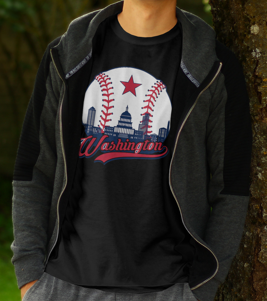Washington Nationals Baseball Cityscape Capitol Star T-Shirt