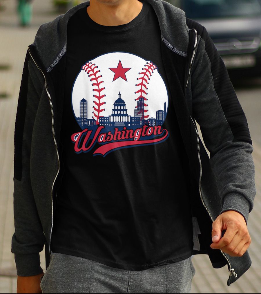Washington Nationals Baseball Cityscape Capitol Star T-Shirt