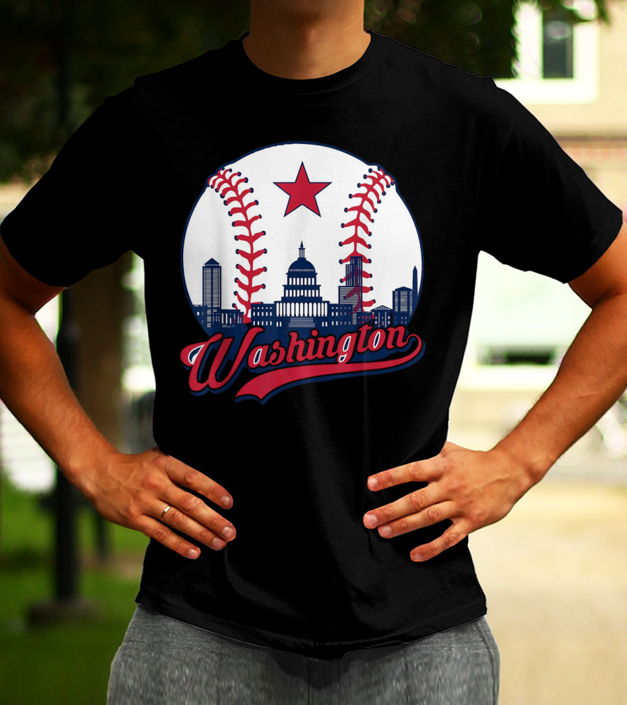 Washington Nationals Baseball Cityscape Capitol Star T-Shirt