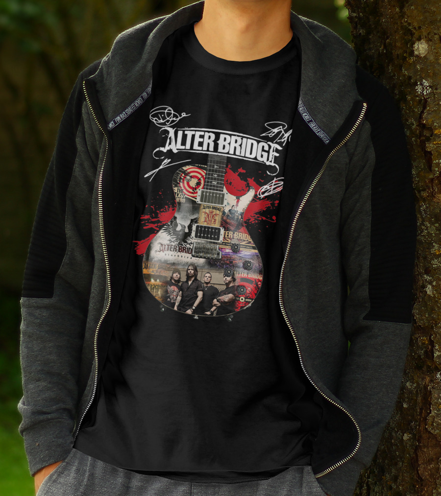 Alter Bridge Rock Band Collage Guitar T-Shirt