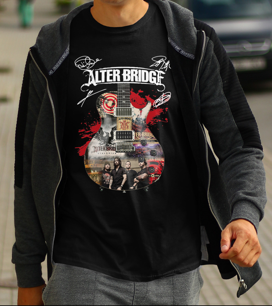 Alter Bridge Rock Band Collage Guitar T-Shirt