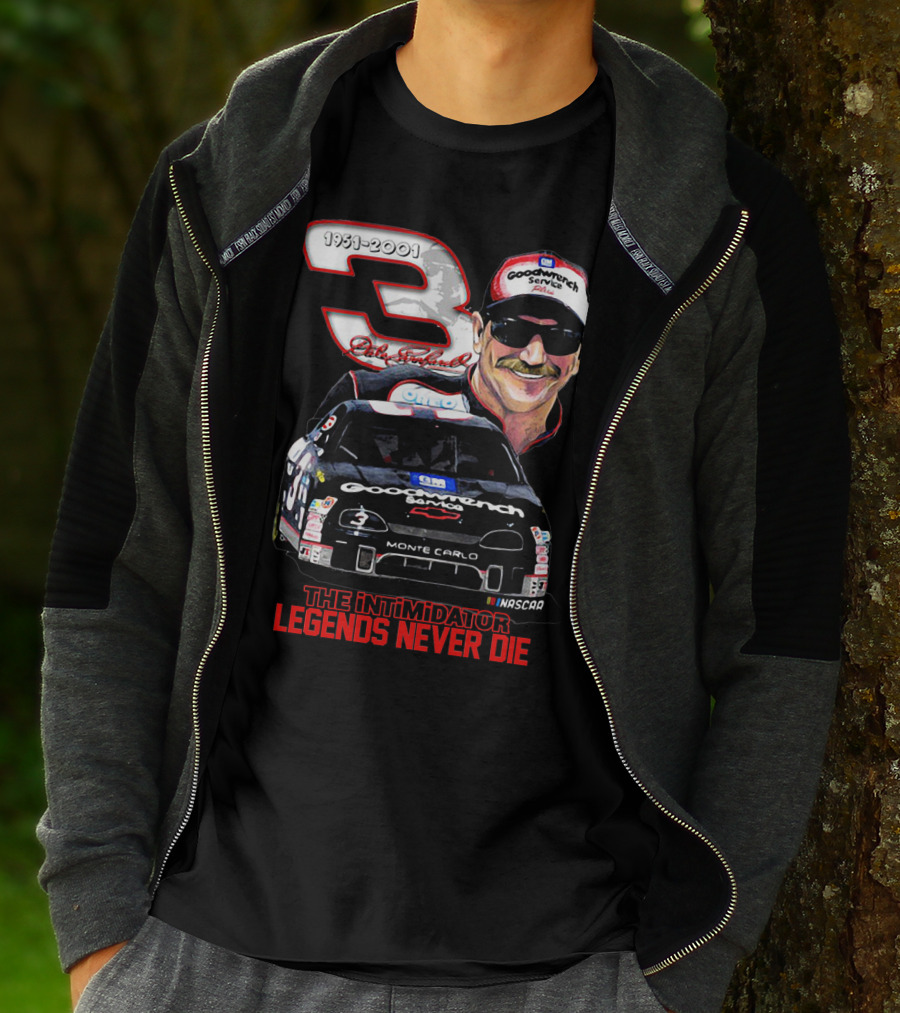 Dale Earnhardt 3 Goodwrench Service The Intimidator Legends Never Die 1951-2001 Monte Carlo T-Shirt