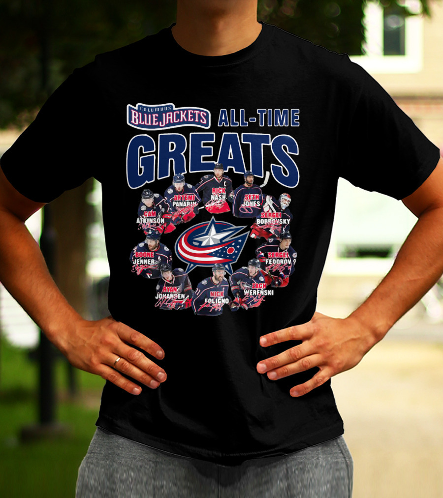 Columbus Blue Jackets All-Time Greats Artemi Panarin Rick Nash Seth Jones Sergei Bobrovsky Cam Atkinson Boone Jenner Sergei Fedorov Ryan Johansen Nick Foligno Zach Werenski T-Shirt