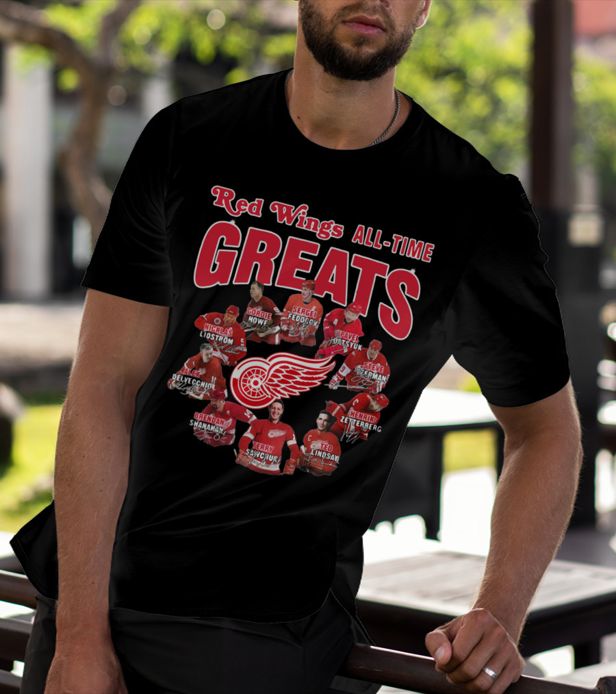Red Wings All-Time Greats Legends Hockey Players T-Shirt