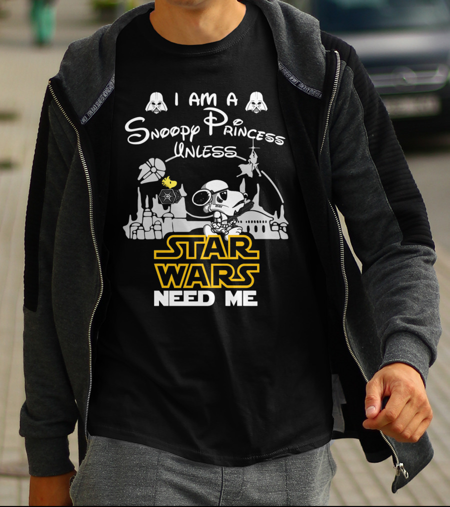 I Am A Snoopy Princess With Star Wars Symbols And Text Need Me T-Shirt