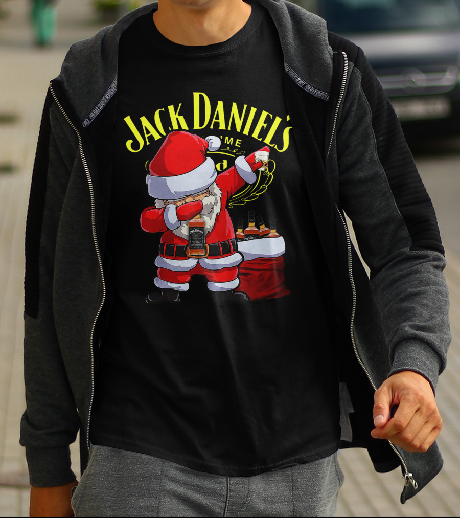 Santa Claus Dabbing With Jack Daniel's Bottles In Sack T-Shirt