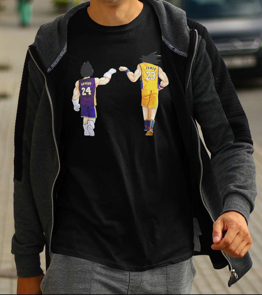 Vegeta And Goku In Kobe Bryant 24 And LeBron James 23 Basketball Jerseys T-Shirt