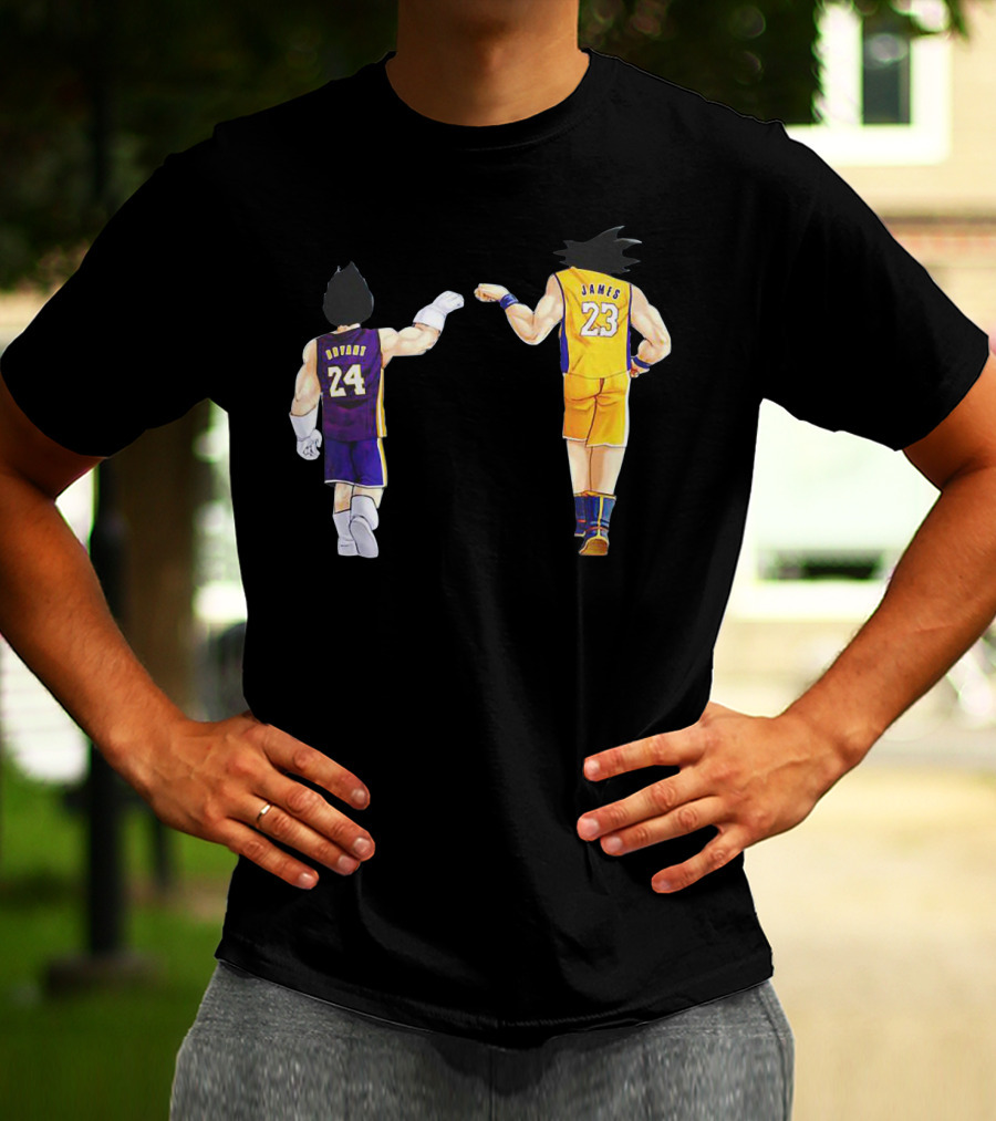 Vegeta And Goku In Kobe Bryant 24 And LeBron James 23 Basketball Jerseys T-Shirt
